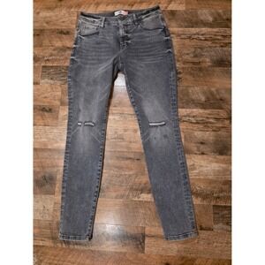 Cabi High Slim Jeans Grey Distressed Denim Skinny Leg 588 Gray Womens 2